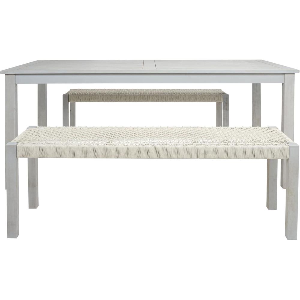 image:imageSAFAVIEH Outdoor Collection Aquina Natural Acacia WoodLight Brown 3Piece Dining SetGreyGrey