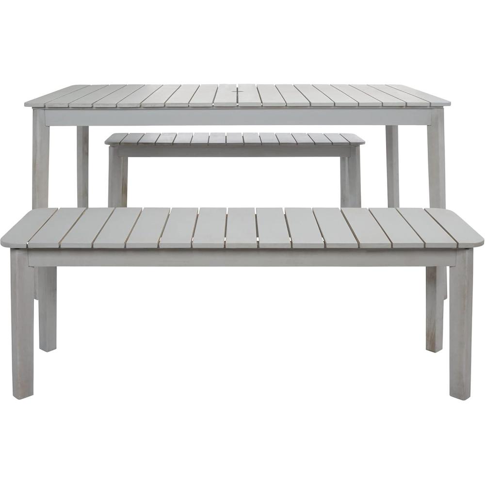 image:imageSAFAVIEH Outdoor Collection Europa Natural Acacia Wood 3Piece Patio Dining SetGrey