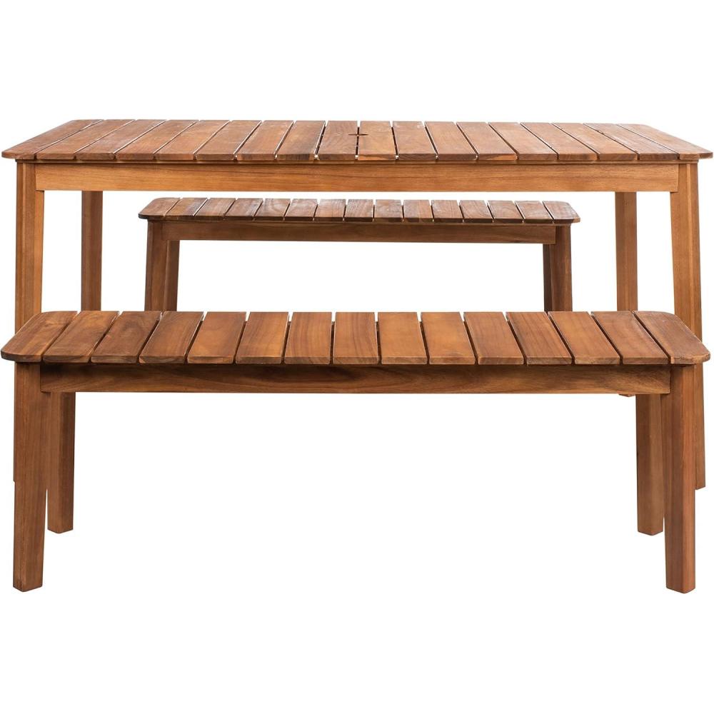 image:imageSAFAVIEH Outdoor Collection Europa Natural Acacia Wood 3Piece Patio Dining SetNatural