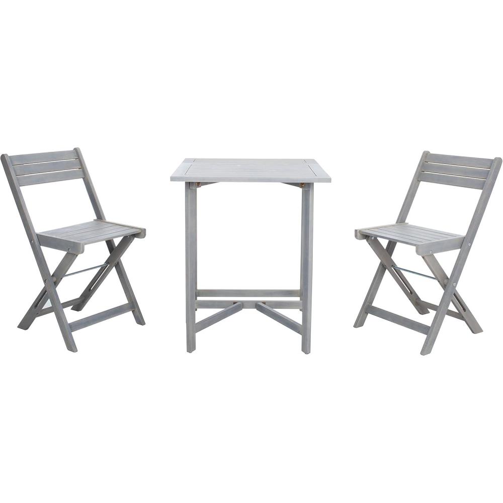 image:imageSAFAVIEH Outdoor Collection Gallo Ash Grey Acacia Wood 3Piece Balcony Bistro SetAsh Grey