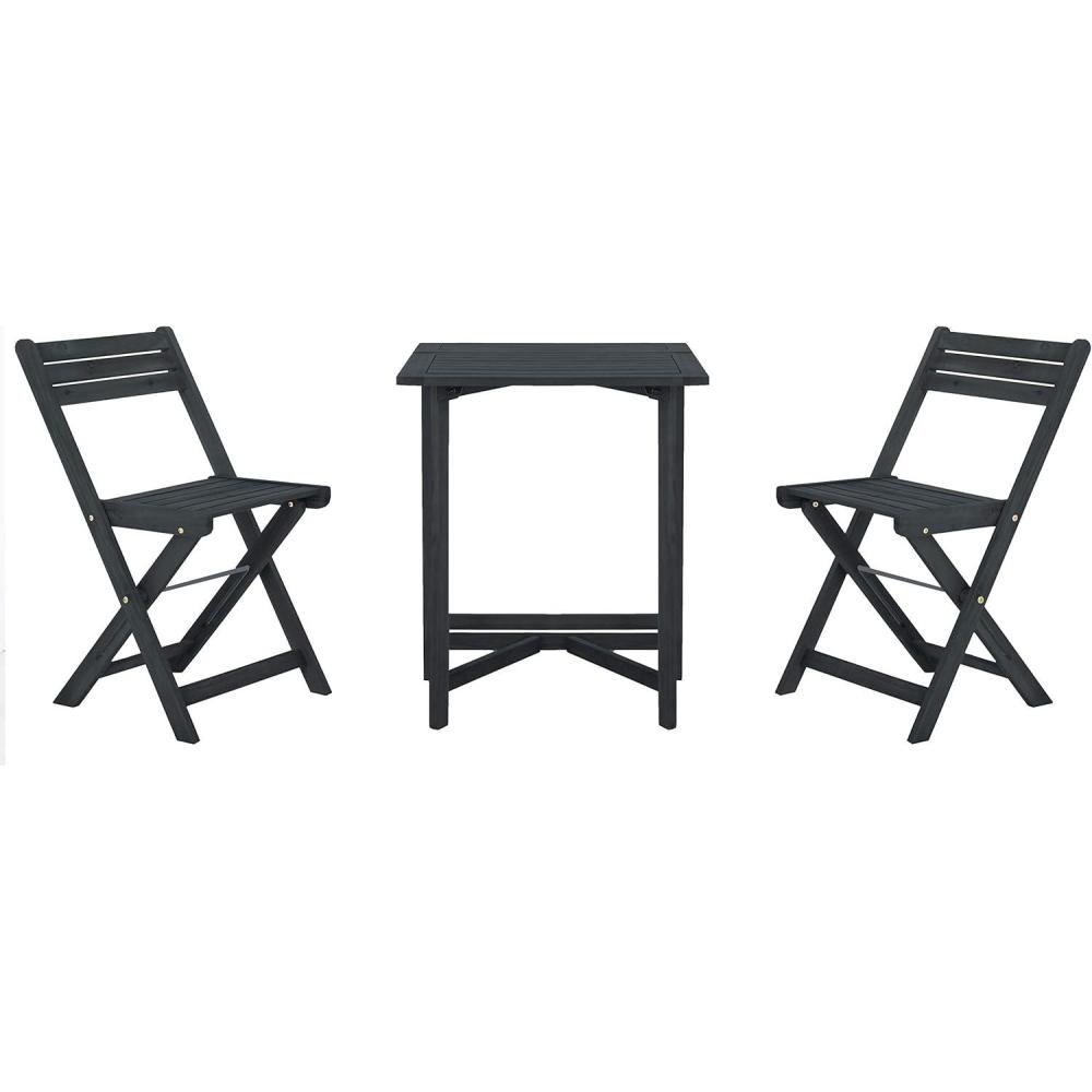 image:imageSAFAVIEH Outdoor Collection Gallo Ash Grey Acacia Wood 3Piece Balcony Bistro SetDark Slate Gray