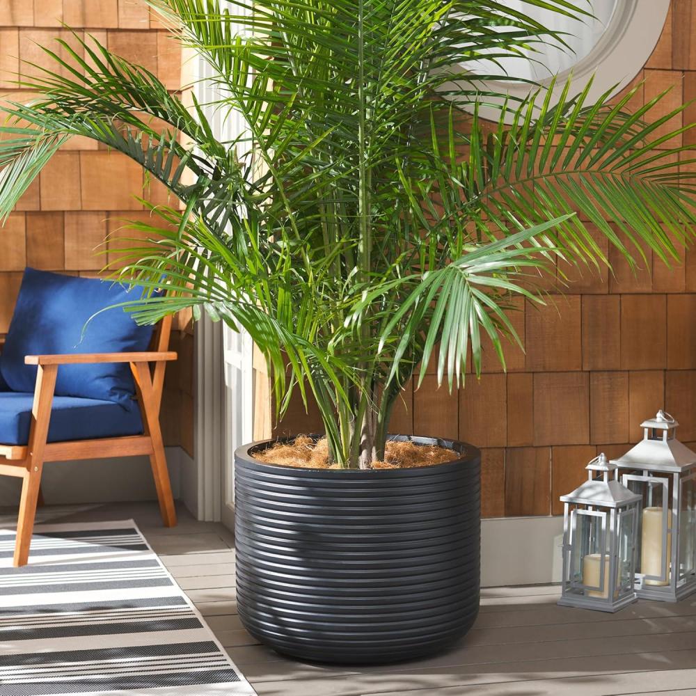 image:imageSAFAVIEH Outdoor Collection Nardo Beige Cement Ficonstone Planter PotBlack