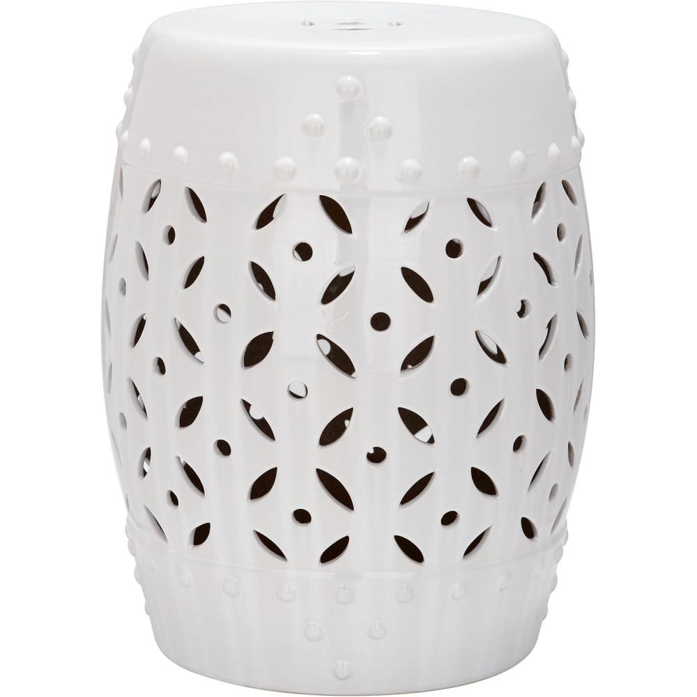 image:imageSafavieh Castle Gardens Collection Lattice Coin White Ceramic Garden StoolWhite