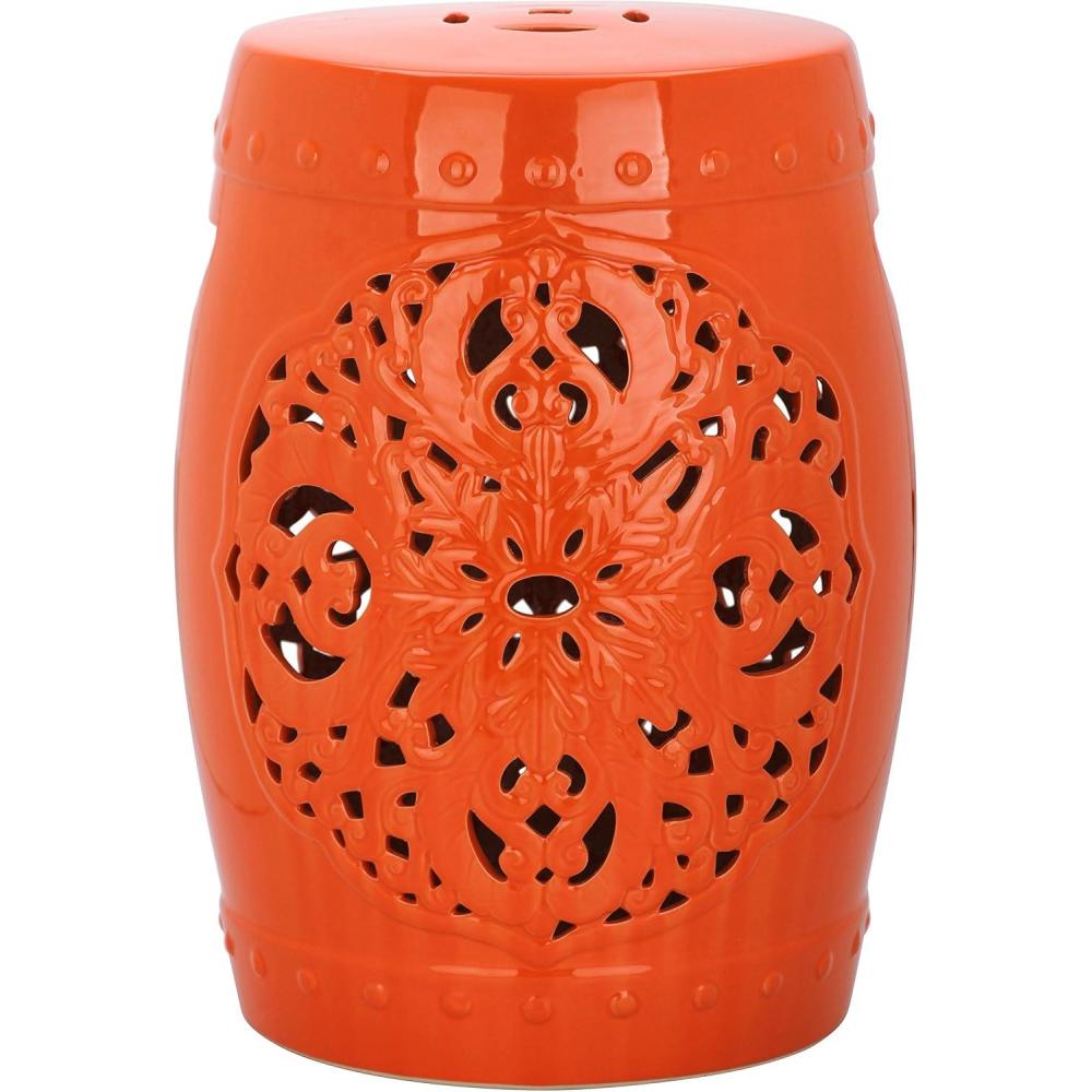 image:imageSafavieh Flora Glazed Ceramic Decorative Garden Stool CreamOrange