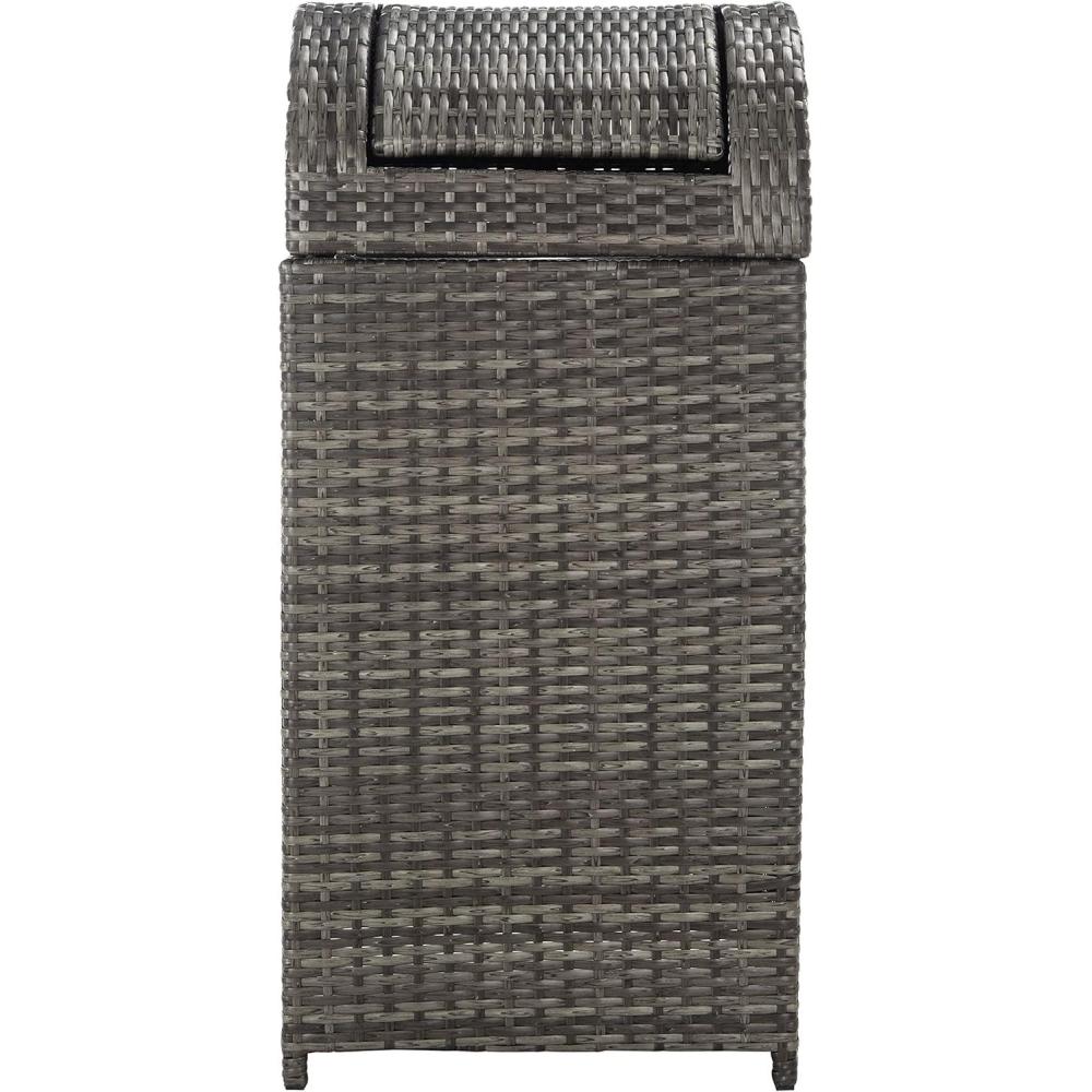 image:imageSafavieh Outdoor Collection Serapis Grey Wicker Trash BinGrey Brown