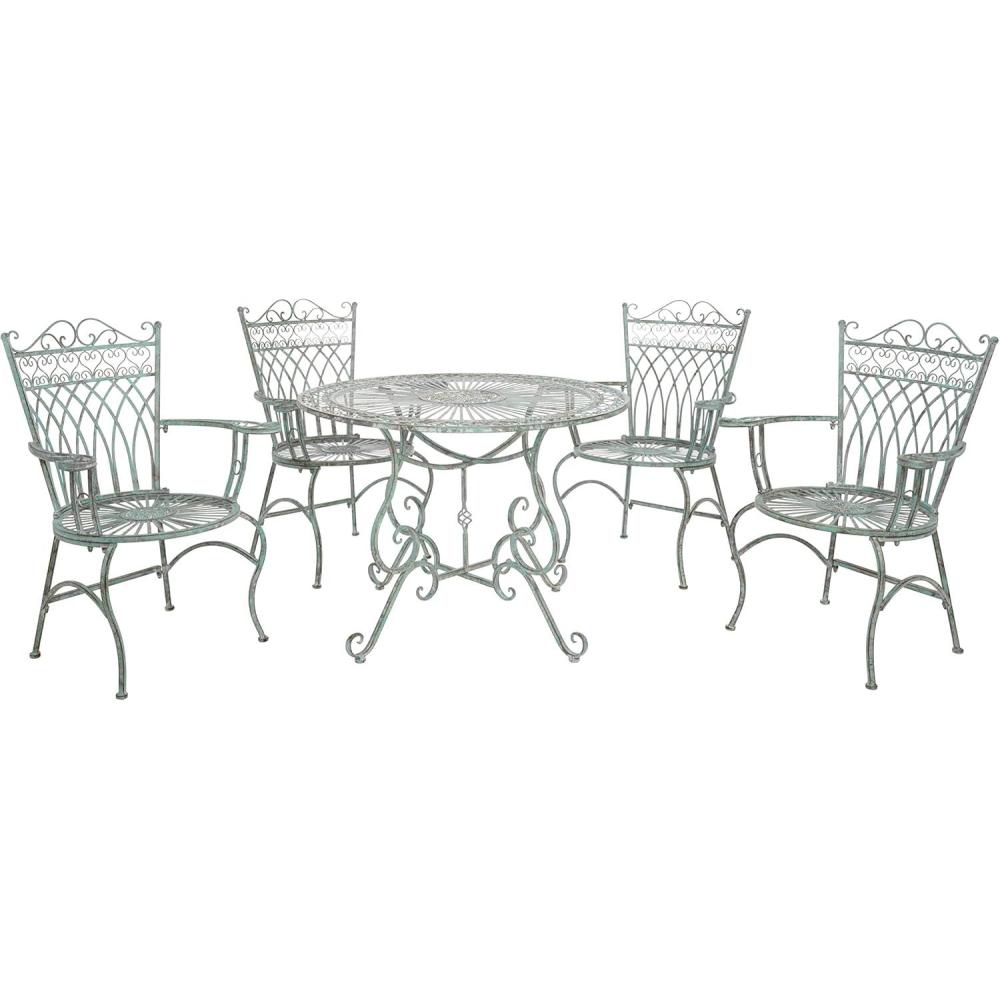 image:imageSafavieh Outdoor Collection Thessaly Antique White 5 Piece Patio SetAntique Dark Green