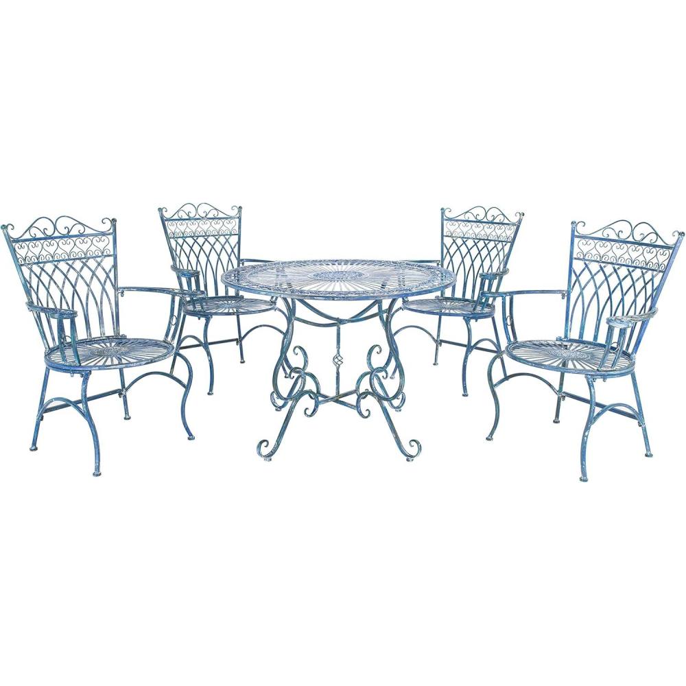 image:imageSafavieh Outdoor Collection Thessaly Antique White 5 Piece Patio SetMossy Blue
