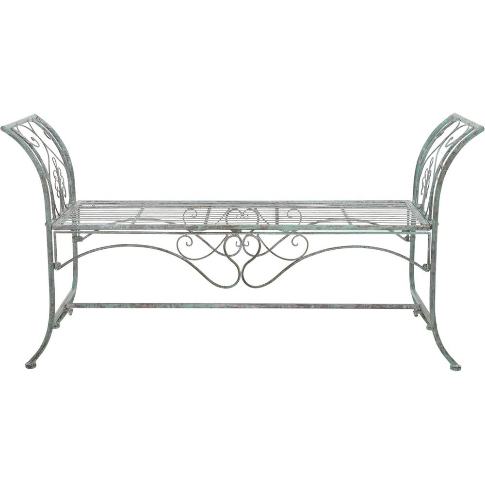 image:imageSafavieh PAT5016A Collection Arona Antique White Wrought Iron 51 Outdoor Garden BenchAntique Dark Green