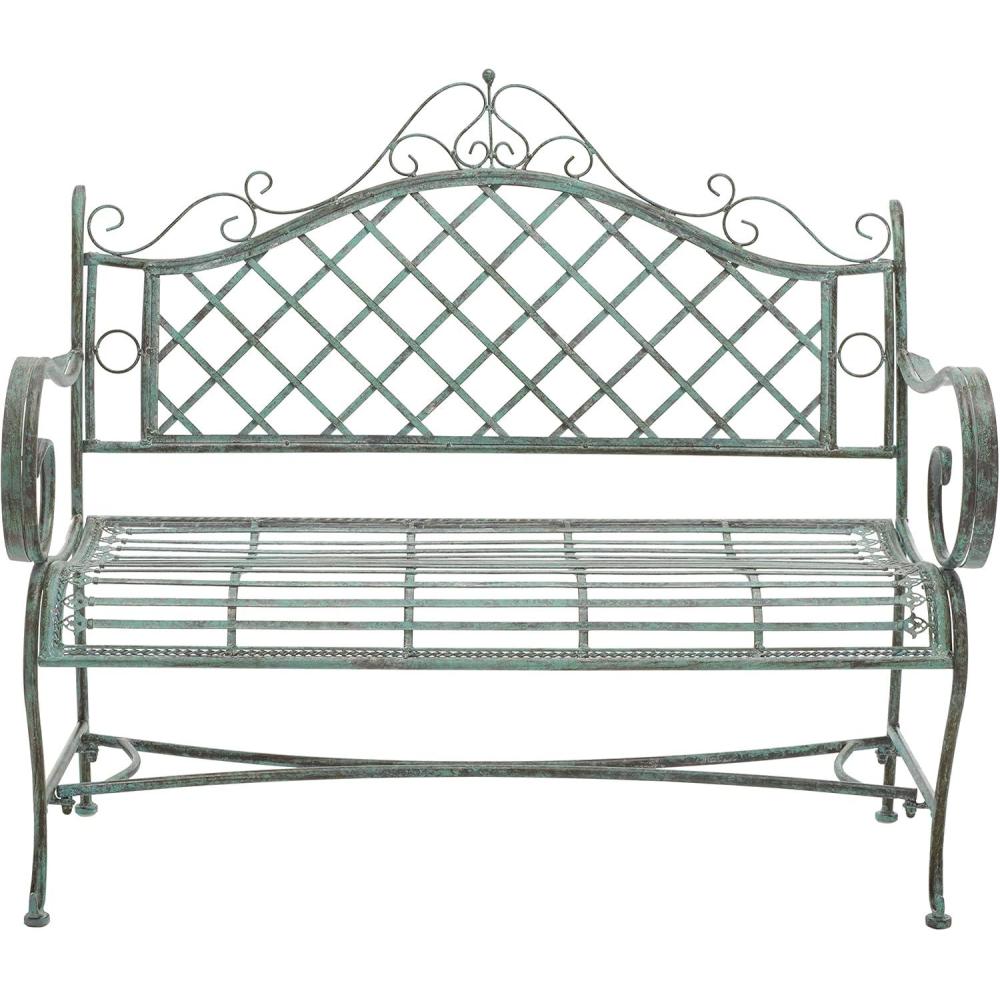 image:imageSafavieh PAT5017A Collection Adina Antique White Wrought Iron 5125 Outdoor Garden BenchAntique Dark Green