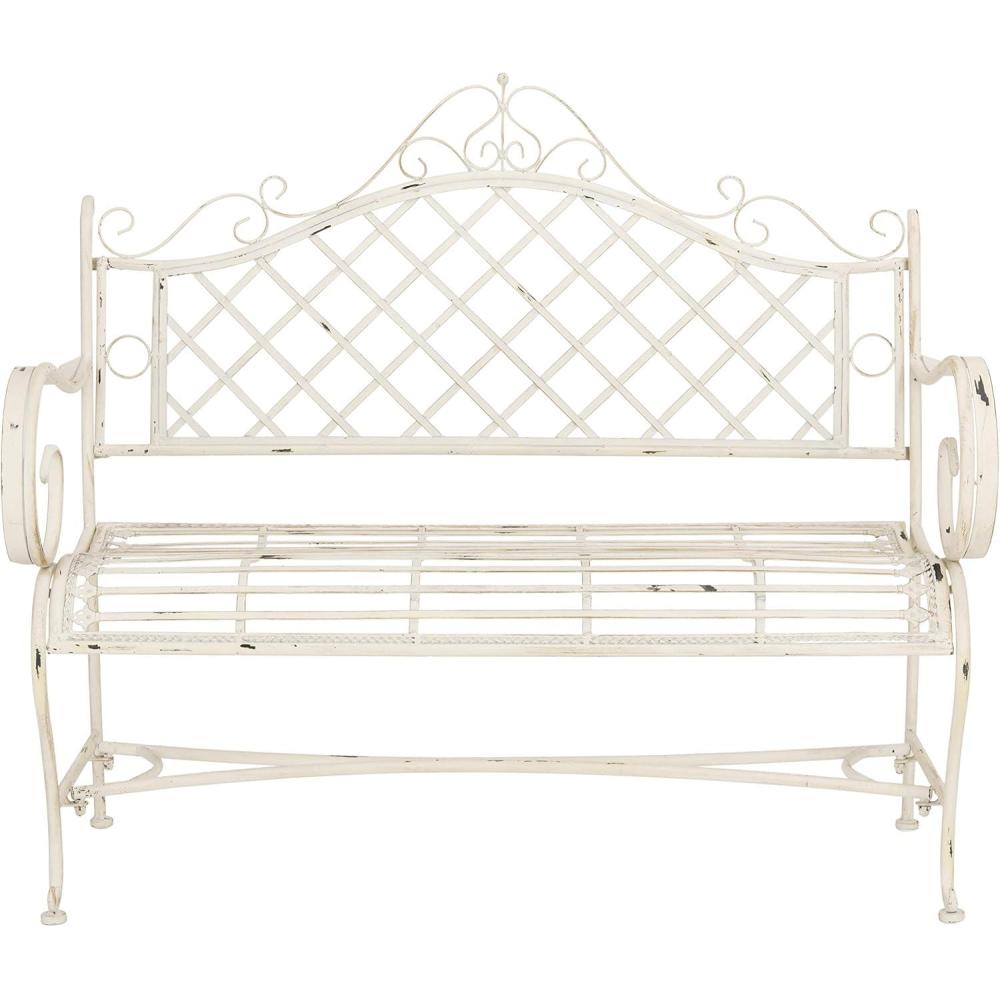 image:imageSafavieh PAT5017A Collection Adina Antique White Wrought Iron 5125 Outdoor Garden BenchAntique White