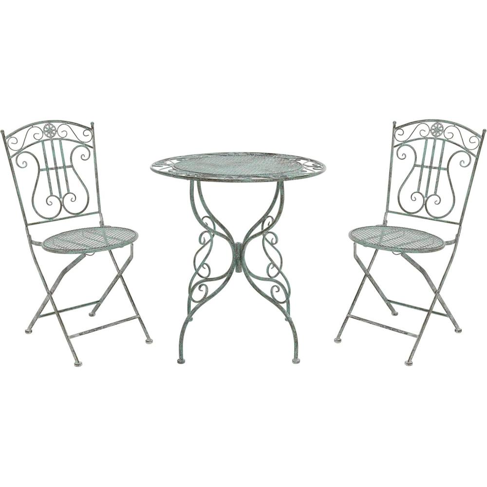 image:imageSafavieh PAT5028A Outdoor Collection Semly Pearl White 3Piece Bistro SetAntique Dark Green
