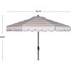 SAFAVIEH 9ft Outdoor Patio Umbrella, Round, Maui Collection, Beige & White Stripe, Crank, Button Tilt, UV Resistant for Deck, Backyard, Patio (PAT8011A)(Beige/White)