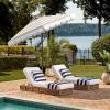SAFAVIEH 9ft Outdoor Patio Umbrella, Round, Maui Collection, Beige & White Stripe, Crank, Button Tilt, UV Resistant for Deck, Backyard, Patio (PAT8011A)(Beige/White)