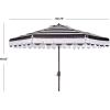 SAFAVIEH 9ft Outdoor Patio Umbrella, Round, Maui Collection, Beige & White Stripe, Crank, Button Tilt, UV Resistant for Deck, Backyard, Patio (PAT8011A)(Black/White)