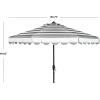 SAFAVIEH 9ft Outdoor Patio Umbrella, Round, Maui Collection, Beige & White Stripe, Crank, Button Tilt, UV Resistant for Deck, Backyard, Patio (PAT8011A)(Grey/White)