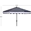 SAFAVIEH 9ft Outdoor Patio Umbrella, Round, Maui Collection, Beige & White Stripe, Crank, Button Tilt, UV Resistant for Deck, Backyard, Patio (PAT8011A)(Navy/White)