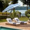 SAFAVIEH 9ft Outdoor Patio Umbrella, Round, Maui Collection, Beige & White Stripe, Crank, Button Tilt, UV Resistant for Deck, Backyard, Patio (PAT8011A)(Pacific)