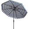 SAFAVIEH 9ft Outdoor Patio Umbrella, Round, Maui Collection, Beige & White Stripe, Crank, Button Tilt, UV Resistant for Deck, Backyard, Patio (PAT8011A)(Pacific)