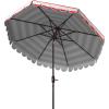 SAFAVIEH 9ft Outdoor Patio Umbrella, Round, Maui Collection, Beige & White Stripe, Crank, Button Tilt, UV Resistant for Deck, Backyard, Patio (PAT8011A)(Red/White)