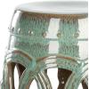 SAFAVIEH Home Collection Double Coin Antique Blue-Green Ceramic Indoor/ Outdoor Decorative Garden Stool (Fully Assembled)(Antique Blue)