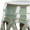 SAFAVIEH Home Collection Double Coin Antique Blue-Green Ceramic Indoor/ Outdoor Decorative Garden Stool (Fully Assembled)(Antique Blue)