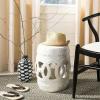 SAFAVIEH Home Collection Double Coin Antique Blue-Green Ceramic Indoor/ Outdoor Decorative Garden Stool (Fully Assembled)(Antique White)
