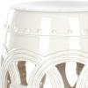 SAFAVIEH Home Collection Double Coin Antique Blue-Green Ceramic Indoor/ Outdoor Decorative Garden Stool (Fully Assembled)(Antique White)