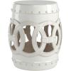 SAFAVIEH Home Collection Double Coin Antique Blue-Green Ceramic Indoor/ Outdoor Decorative Garden Stool (Fully Assembled)(Antique White)