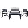 SAFAVIEH Home Collection Hailey Outdoor Living Acacia Patio Set(Black / Beige)