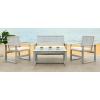 SAFAVIEH Home Collection Hailey Outdoor Living Acacia Patio Set(Grey / Beige)