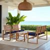 SAFAVIEH Home Collection Hailey Outdoor Living Acacia Patio Set(Natural / Navy)
