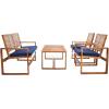 SAFAVIEH Home Collection Hailey Outdoor Living Acacia Patio Set(Natural / Navy)