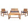 SAFAVIEH Home Collection Hailey Outdoor Living Acacia Patio Set(Natural / Navy)