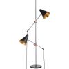 SAFAVIEH Lighting Collection Reed Modern Contemporary Scandinavian Retro Chrome/ Black 71-inch 2-light Living Room Bedroom Home Office Standing Tree Floor Lamp (LED Bulbs Included)(Chrome / Black)