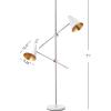 SAFAVIEH Lighting Collection Reed Modern Contemporary Scandinavian Retro Chrome/ Black 71-inch 2-light Living Room Bedroom Home Office Standing Tree Floor Lamp (LED Bulbs Included)(Chrome / White)