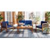 SAFAVIEH Outdoor Collection Alda Natural/Beige Cushion with Black Piping/Stripe Bolster Pillow 4-Piece Conversation Patio Set(Natural/Navy)