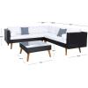 SAFAVIEH Outdoor Collection Analon Wicker Cushion Sectional Set PAT7716B-3BX, Beige/White(Black / White)