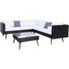 SAFAVIEH Outdoor Collection Analon Wicker Cushion Sectional Set PAT7716B-3BX, Beige/White(Black / White)