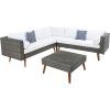 SAFAVIEH Outdoor Collection Analon Wicker Cushion Sectional Set PAT7716B-3BX, Beige/White(Grey Brown / White)
