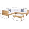 SAFAVIEH Outdoor Collection Analon Wicker Cushion Sectional Set PAT7716B-3BX, Beige/White(Natural / White)