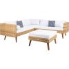 SAFAVIEH Outdoor Collection Analon Wicker Cushion Sectional Set PAT7716B-3BX, Beige/White(Natural / White)