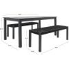 SAFAVIEH Outdoor Collection Aquina Natural Acacia Wood/Light Brown 3-Piece Dining Set(Black/Black)