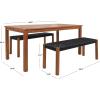 SAFAVIEH Outdoor Collection Aquina Natural Acacia Wood/Light Brown 3-Piece Dining Set(Natural/Black)