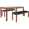 SAFAVIEH Outdoor Collection Aquina Natural Acacia Wood/Light Brown 3-Piece Dining Set(Natural/Black)