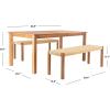SAFAVIEH Outdoor Collection Aquina Natural Acacia Wood/Light Brown 3-Piece Dining Set(Natural/Natural)