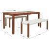 SAFAVIEH Outdoor Collection Aquina Natural Acacia Wood/Light Brown 3-Piece Dining Set(Natural/White)