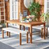 SAFAVIEH Outdoor Collection Aquina Natural Acacia Wood/Light Brown 3-Piece Dining Set(Natural/White)