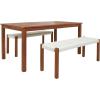 SAFAVIEH Outdoor Collection Aquina Natural Acacia Wood/Light Brown 3-Piece Dining Set(Natural/White)