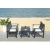 SAFAVIEH Outdoor Collection Burbank Black and White 4 Pc Outdoor Set(Black / Beige)