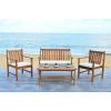 SAFAVIEH Outdoor Collection Burbank Black and White 4 Pc Outdoor Set(Natural / Beige)
